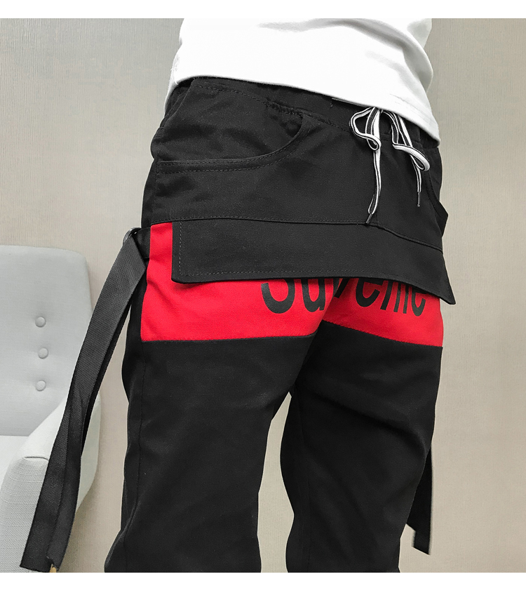 Guo Chao mặc quần yếm nam thương hiệu chân dầm xu hướng đường phố Mỹ quần hip hop hoang dã chân chín điểm đóng quần quần tây công sở
