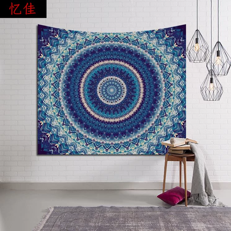 Hoa tròn treo vải in phong cách dân gian yoga nền tường vải tấm thảm đệm gió biển boho khăn - Tapestry