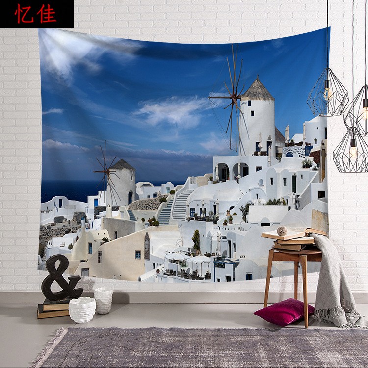Châu Âu và Hoa Kỳ kiến ​​trúc thành phố treo tường Vương quốc Anh Big Ben Elizabeth Tower tấm thảm trang trí cảnh quan kỳ lạ bao phủ - Tapestry thảm vải decor