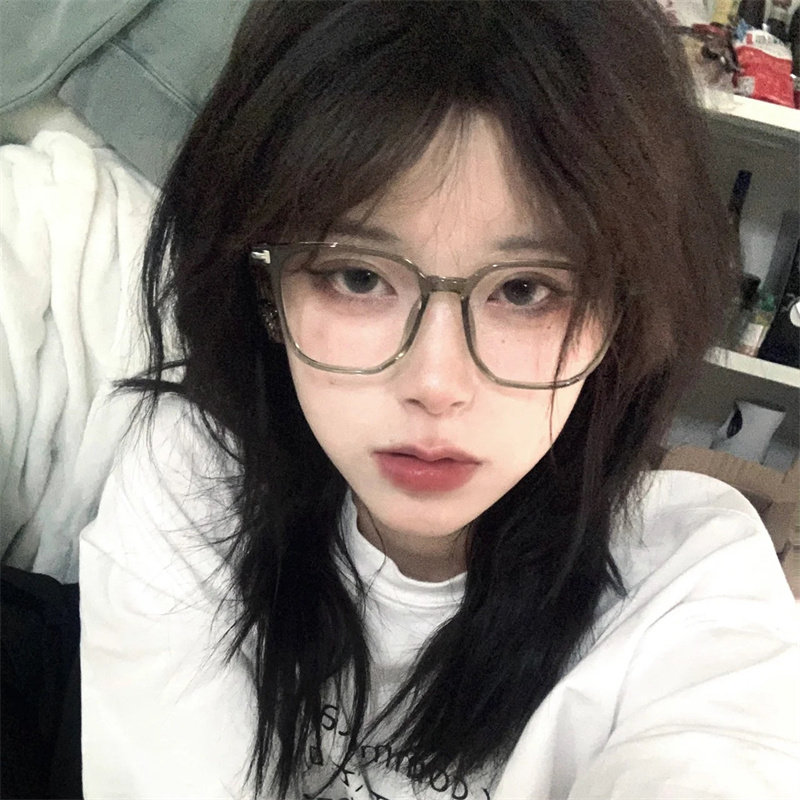 Korean version of the premium sense ins wind glasses myopia female plain face small can be equipped with degree astigmatism eye frame male