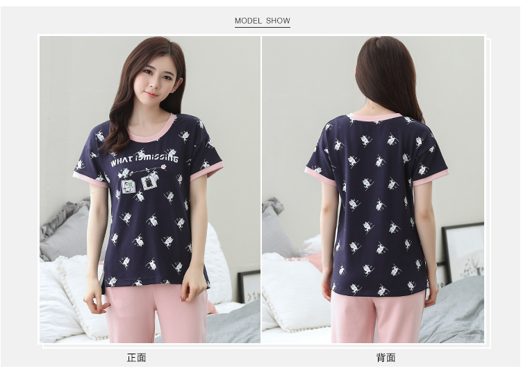 Đặc biệt cung cấp giải phóng mặt bằng mùa hè ngắn tay cotton đồ ngủ nữ mùa hè dễ thương phim hoạt hình tròn cổ cô gái mùa hè dịch vụ nhà phù hợp xu hướng thời trang 2021