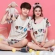 Bộ đồ ngủ mùa hè cho nữ bộ đồ cotton ngắn tay nam nửa tay cỡ lớn dễ thương phiên bản cotton Hàn Quốc kiểu đồ bộ may vải thun