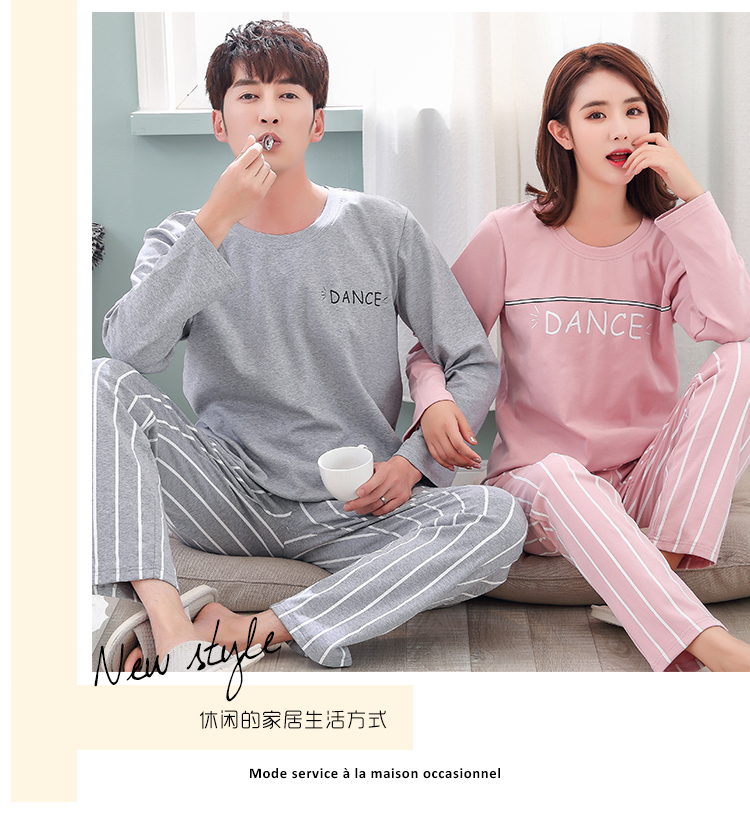 Bộ đồ ngủ mùa xuân và mùa thu cotton dài tay nữ dễ thương nam mùa thu và mùa đông mùa hè cotton kích thước lớn phù hợp với dịch vụ nhà có thể mặc đồ ngủ nữ quần áo ngắn