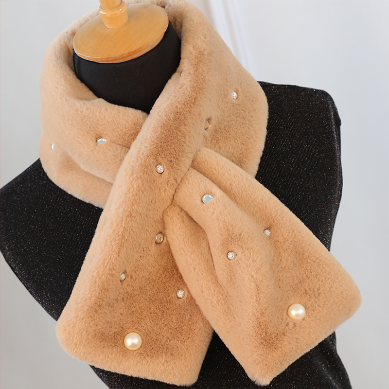 Moore bubble Korean autumn and winter imitation Rex rabbit fur collar plush scarf female fashion warm thickened cross scarf