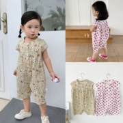 Cookie Home Baby Shop 2019 Summer Girls Cotton polka Dot Hoa không tay Jumpsuit Quần bé Jumpsuit - Áo liền quần