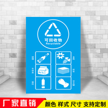 Recyclable waste sorting slogan logo promotional sticker trash can can be recycled can be customized recycling indicator harmful garbage sign