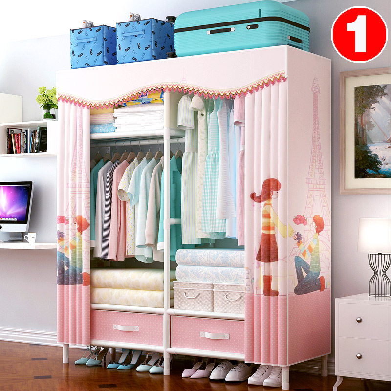 Simple wardrobe modern minimalist cloth wardrobe rental room with simple assembly of children's home bedroom sturdy and durable closet