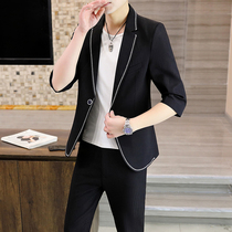 Mens suit suit Korean slim casual jacket mid-sleeve spring and summer new small suit seven-point sleeve handsome trend