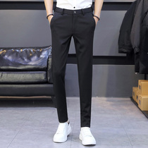 Tide men slim casual pants youth spring Korean version of Joker trousers stretch black trousers mens feet pants
