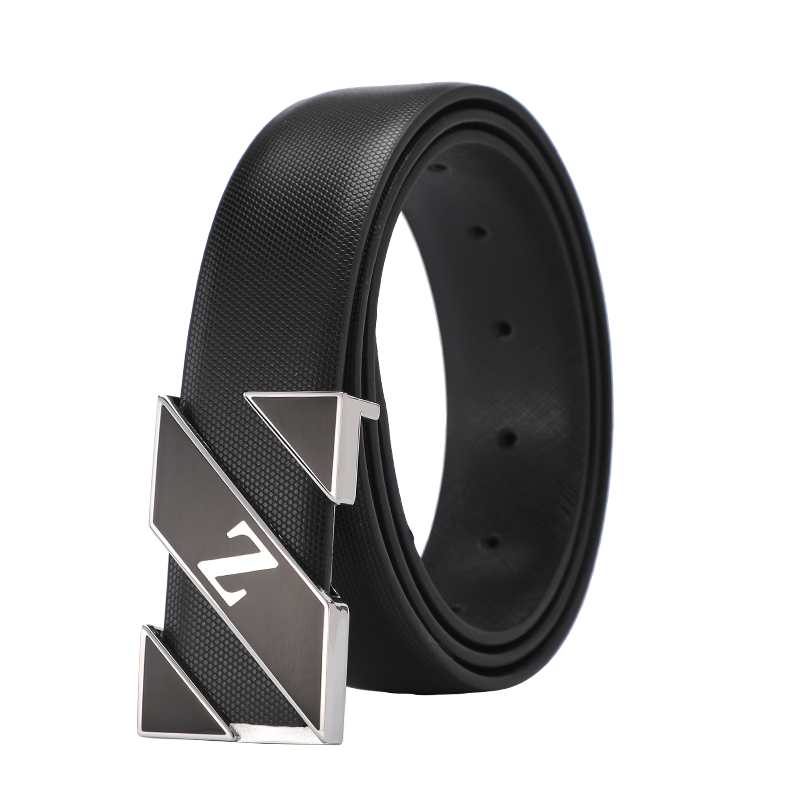 Internet celebrity smooth buckle casual style white cowhide belt