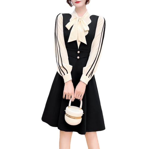 Демисезонное ретро платье, лонгслив, юбка, коллекция 2022, французский стиль