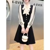 Демисезонное ретро платье, лонгслив, юбка, коллекция 2022, французский стиль