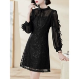 Шифоновый лонгслив, черное платье, элитная юбка, осенний, коллекция 2023, яркий броский стиль