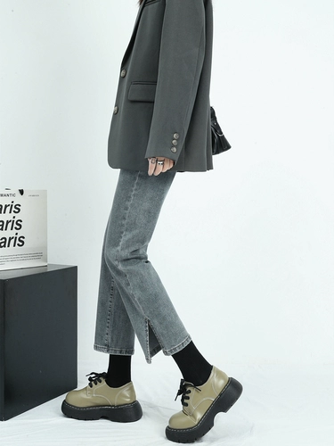 Флисовые джинсы с начесом, зимние штаны, свободный прямой крой, коллекция 2023, высокая талия