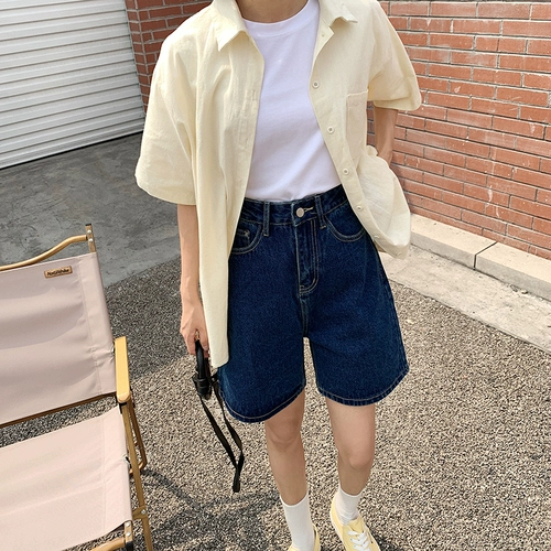 Джинсовая юбка, осенние шорты, леггинсы, тонкие штаны, 2025 года, высокая талия, оверсайз, свободный крой