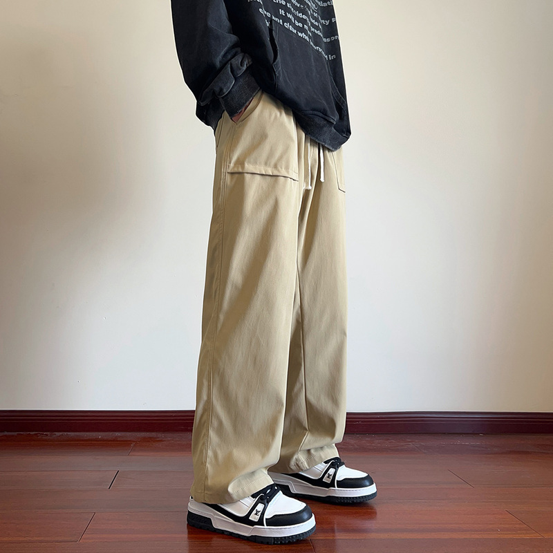 Khaki Work Pants for Men, Cityboy Japanese Retro Slim Straight Pants, Spring and Autumn Tall Men's Long Pants