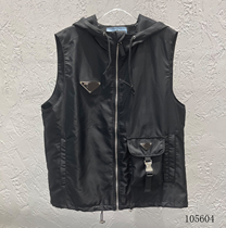 P home spring and summer 2021 New triangle logo handsome loose Joker hooded sleeveless vest men and women