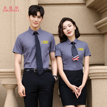 Shirt womens short sleeve summer clothes for men and women with the same bank overalls sales tooling professional suit white shirt dress