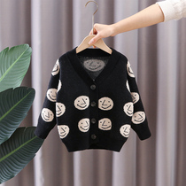 Girl baby sweater coat 2021 Spring and Autumn new childrens foreign style long sleeve knitted cardigan