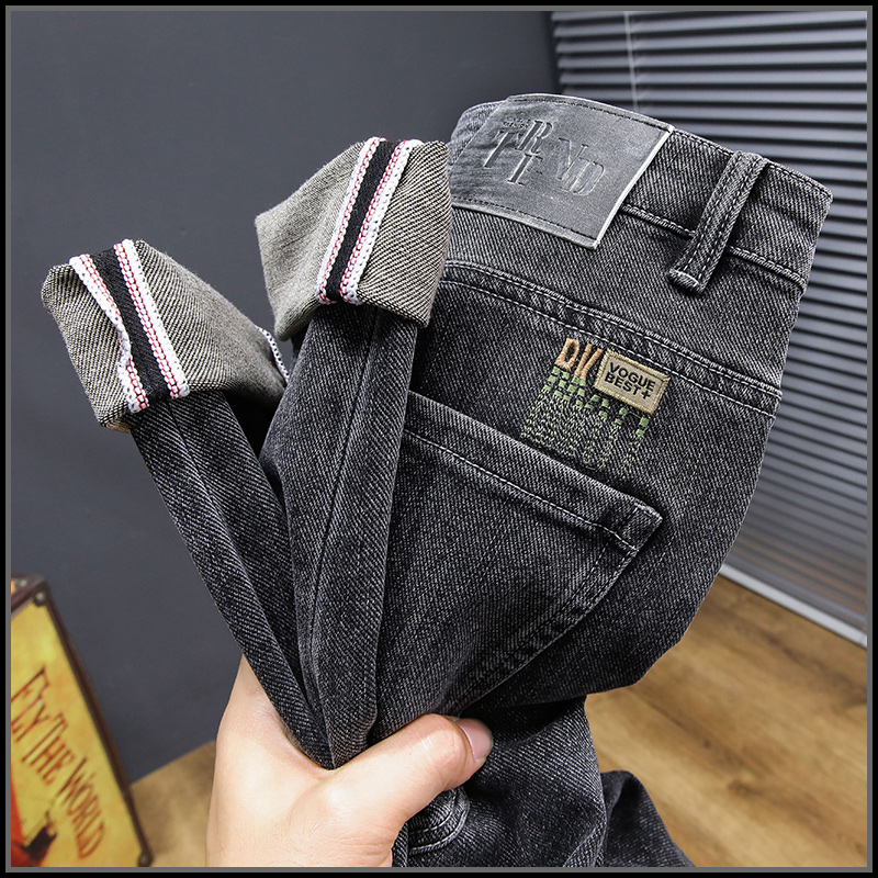 Summer thin Jeans Jeans Men's Tide Cards Loose Straight Drum Embroidered Casual Long Pants 2022 Spring Autumn Season New