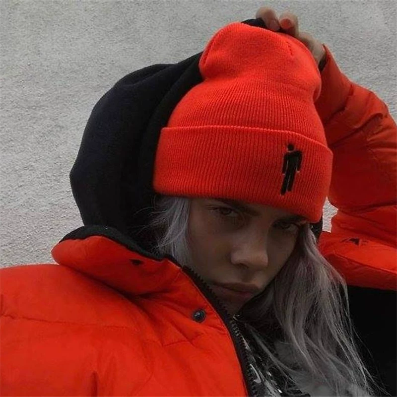 Торговая осень и зима белая вязаная шапка-ins, корейская версия Billie Eilish, та же Blohsh шерстяная шапка Bili