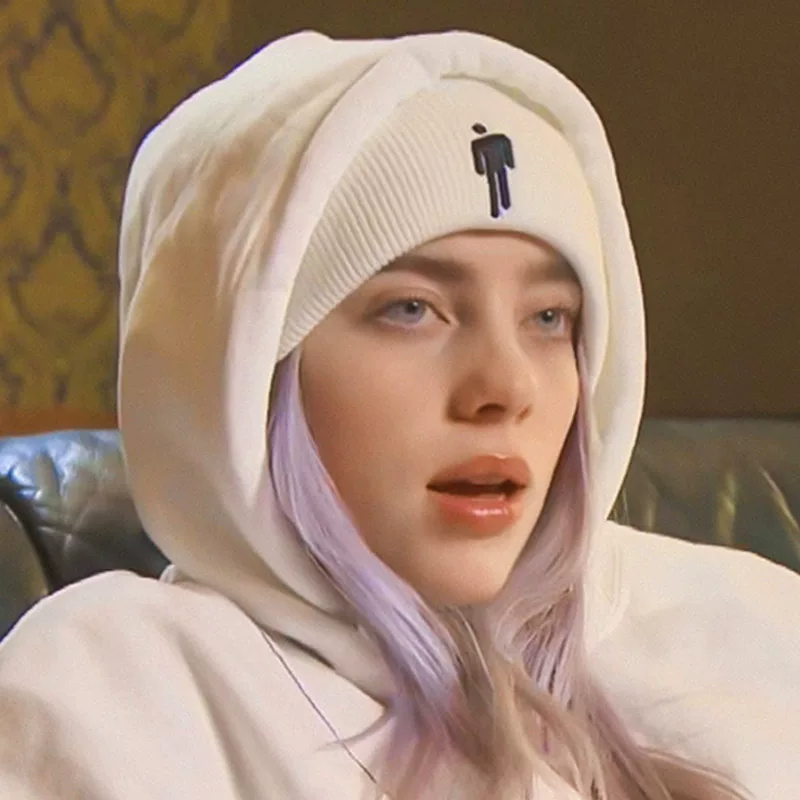 Торговая осень и зима белая вязаная шапка-ins, корейская версия Billie Eilish, та же Blohsh шерстяная шапка Bili