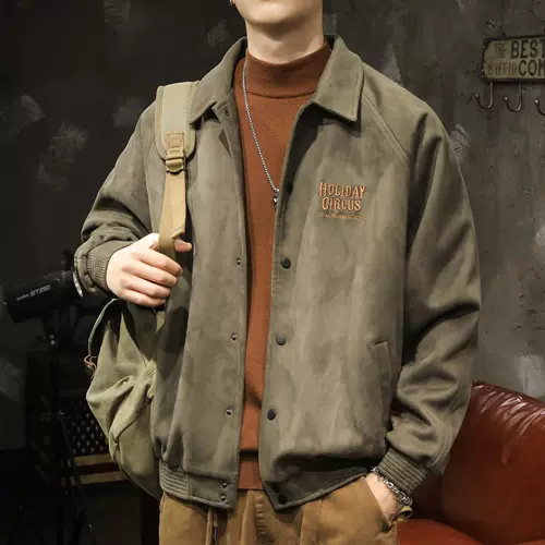 Демисезонная весенняя куртка, бархатная бейсбольная форма, в американском стиле, свободный крой