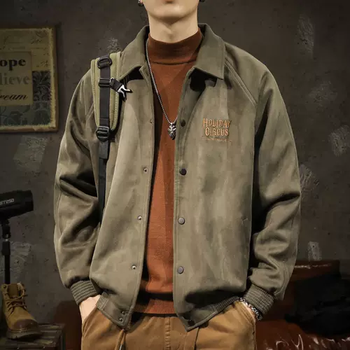 Демисезонная весенняя куртка, бархатная бейсбольная форма, в американском стиле, свободный крой