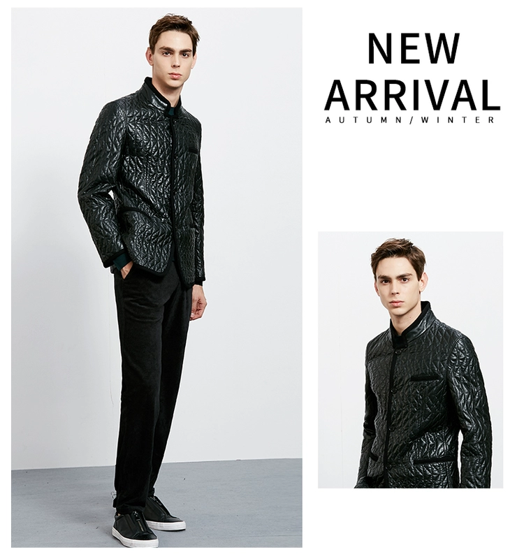 Roberta Nobeida Nam mùa thu và mùa đông Mới ngắn Cổ áo da Kinh doanh Casual Casual Top - Quần áo lông thú áo khoác phao nam