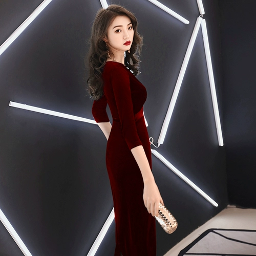 Бархатное вечернее платье, элитное свадебное платье для мамы