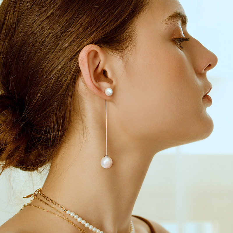 Pearl earring advanced sense minority temperament earline long eardrop female sterling silver earring 2021 new fashion super fairy