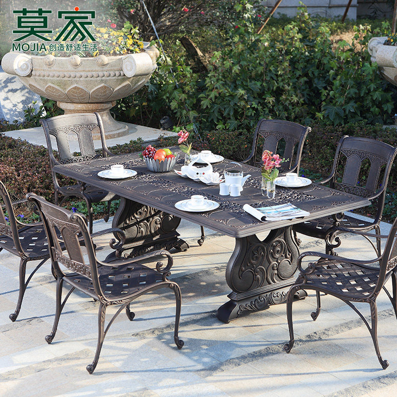 Mojia European-style Cast Aluminum Table And Chairs Outdoor Patio Garden Villa table and chairs kit high-end open-air outdoor table and chairs