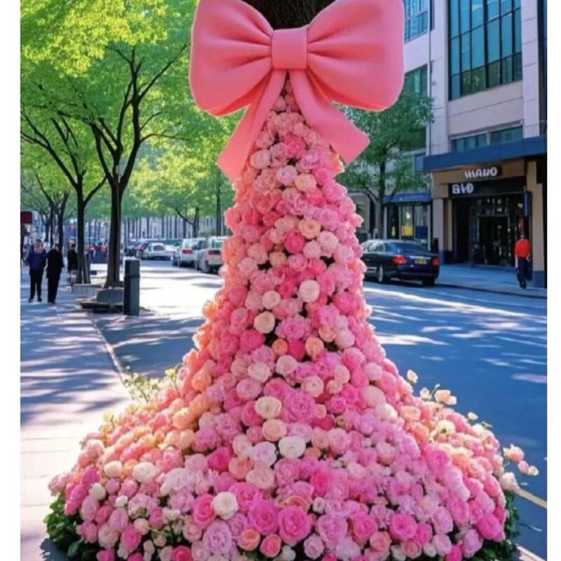 Rose Wall with Emotional Value, Popular Flower Wall, Artificial Rose Flower Sea Waterfall, Creative Photo Spot in the Park