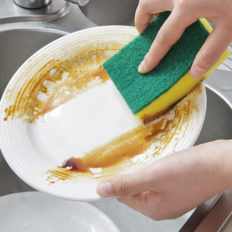 Washing dishes sponge wipe scouring cloth five-piece kitchen double-sided cleaning pot brush bowl artifact family magic wipe