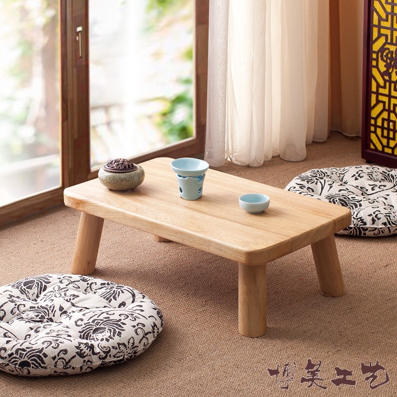Japanese-style low table solid wood tatami coffee table simple kang table burning paulownia small square table windowsill table Chinese learning low table
