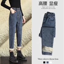 Plus velvet padded jeans women 2021 new winter wear slim high waist warm silk velvet leggings winter WJ1014