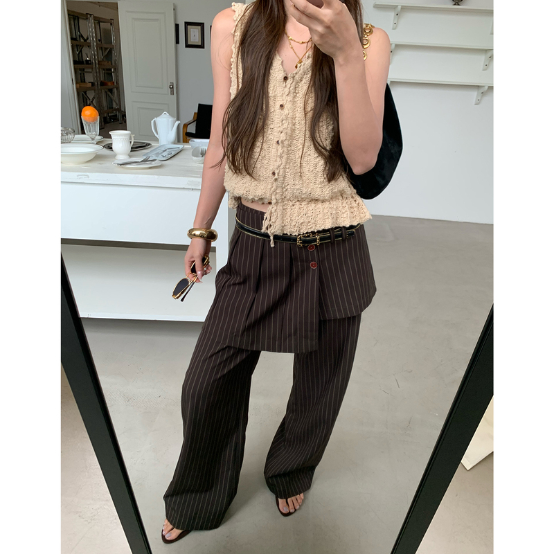 Mar Retro High-Fashion Detachable Skirt Pants for Women, Summer New Design Striped Pants Mar Retro High-Fashion Detachable Skirt Pants for Women, Summer New Design Striped Pants