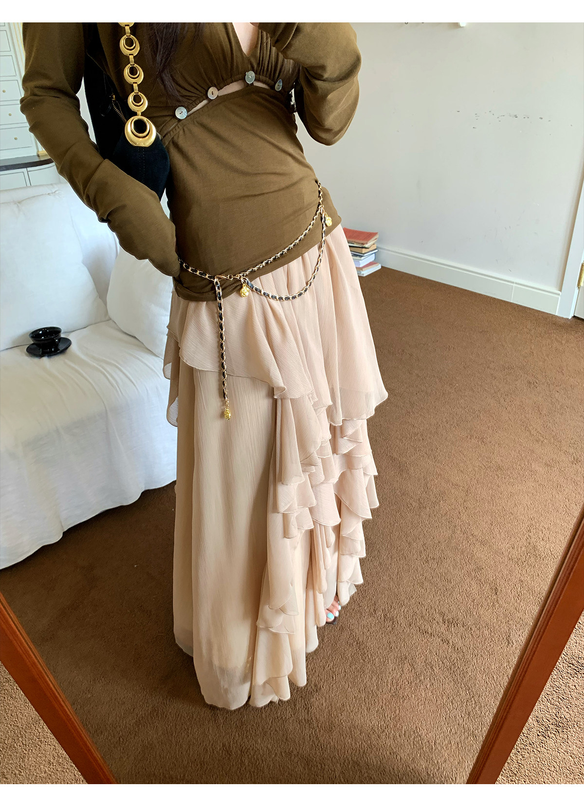 马儿MAR Французская романтическая многоярусная юбка с оборками женская универсальная стройнящая многослойная юбка-торт