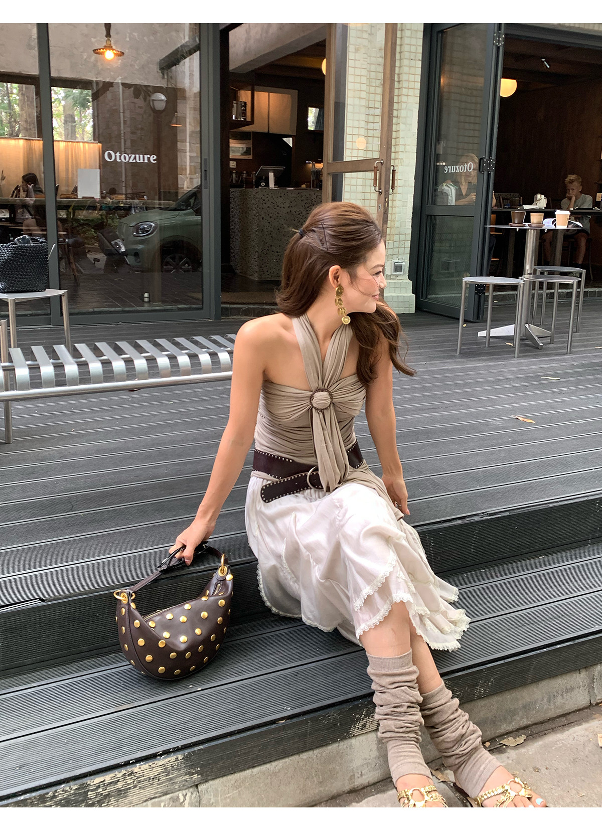 马儿MAR Модная юбка с неровным кружевным дизайном из смеси тенселя и ацетата с эластичным поясом