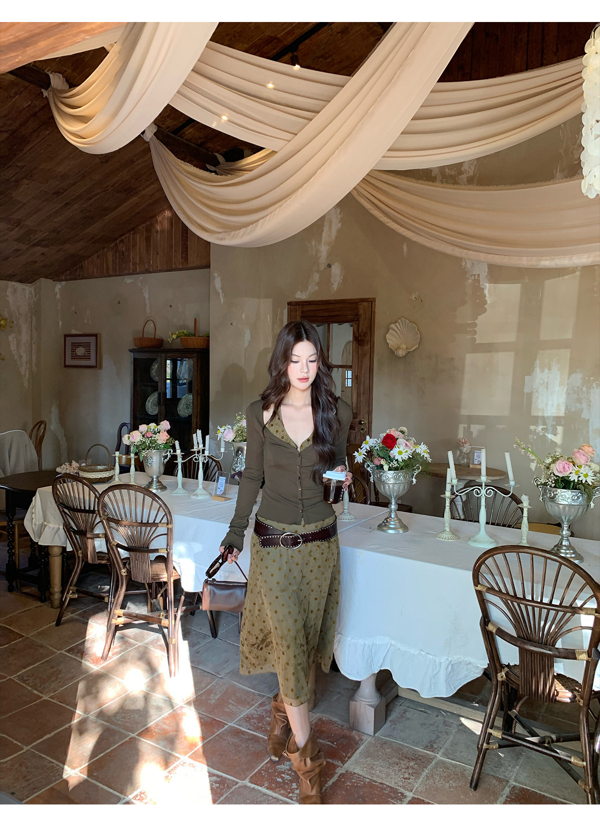 马儿MAR винтажная флокированная юбка-миди А-силуэта в горошек с сетчатыми вставками для женщин весна-лето