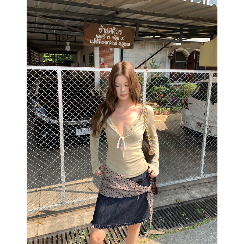 Mar High Elastic Tencel Wool Thin Two-Piece Knitwear Set for Women, Slimming Lace Inner Layer with Tie-Up Top for Women Mar High Elastic Tencel Wool Thin Two-Piece Knitwear Set for Women, Slimming Lace Inner Layer with Tie-Up Top for Women