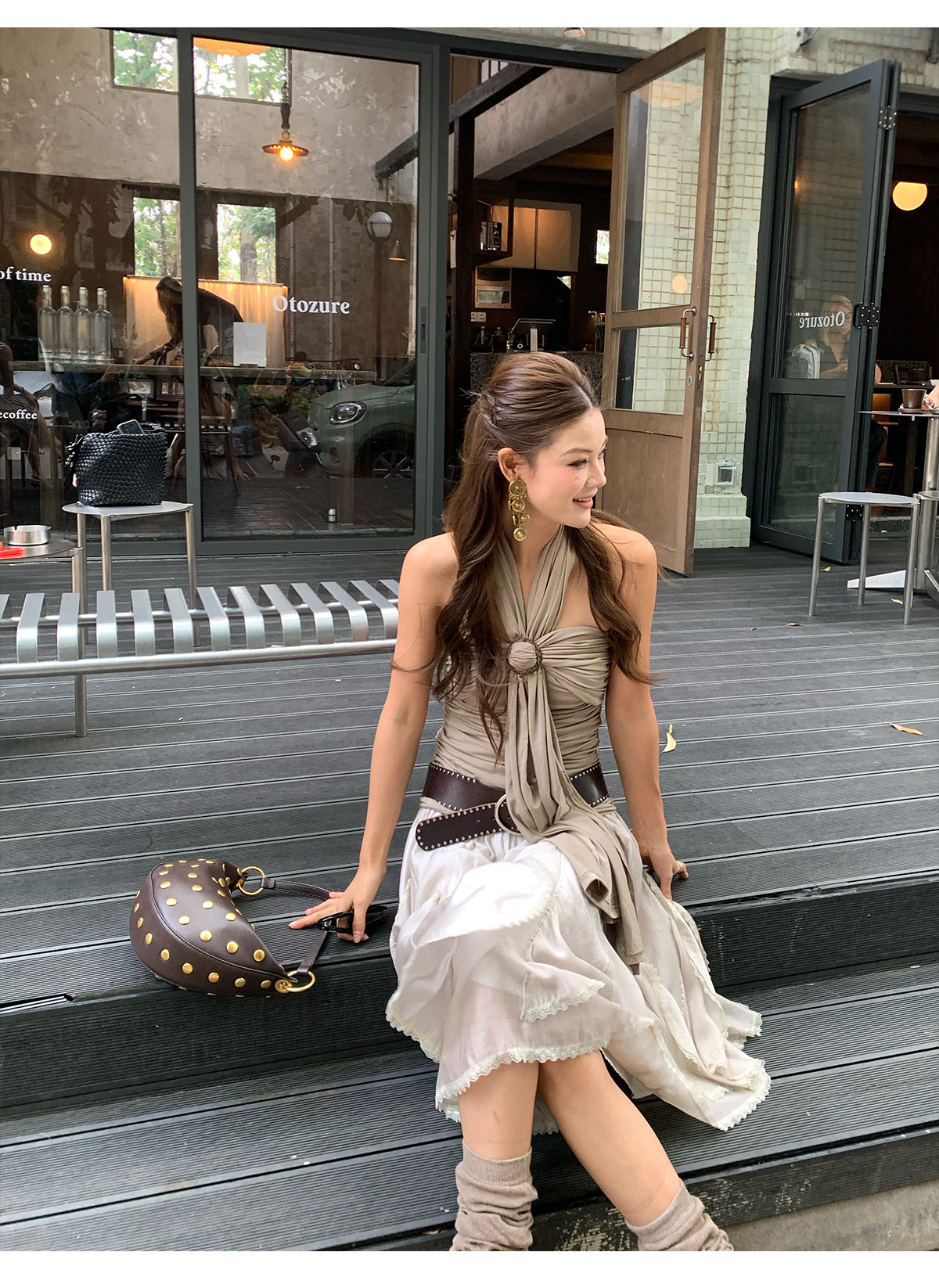 马儿MAR Модная юбка с неровным кружевным дизайном из смеси тенселя и ацетата с эластичным поясом