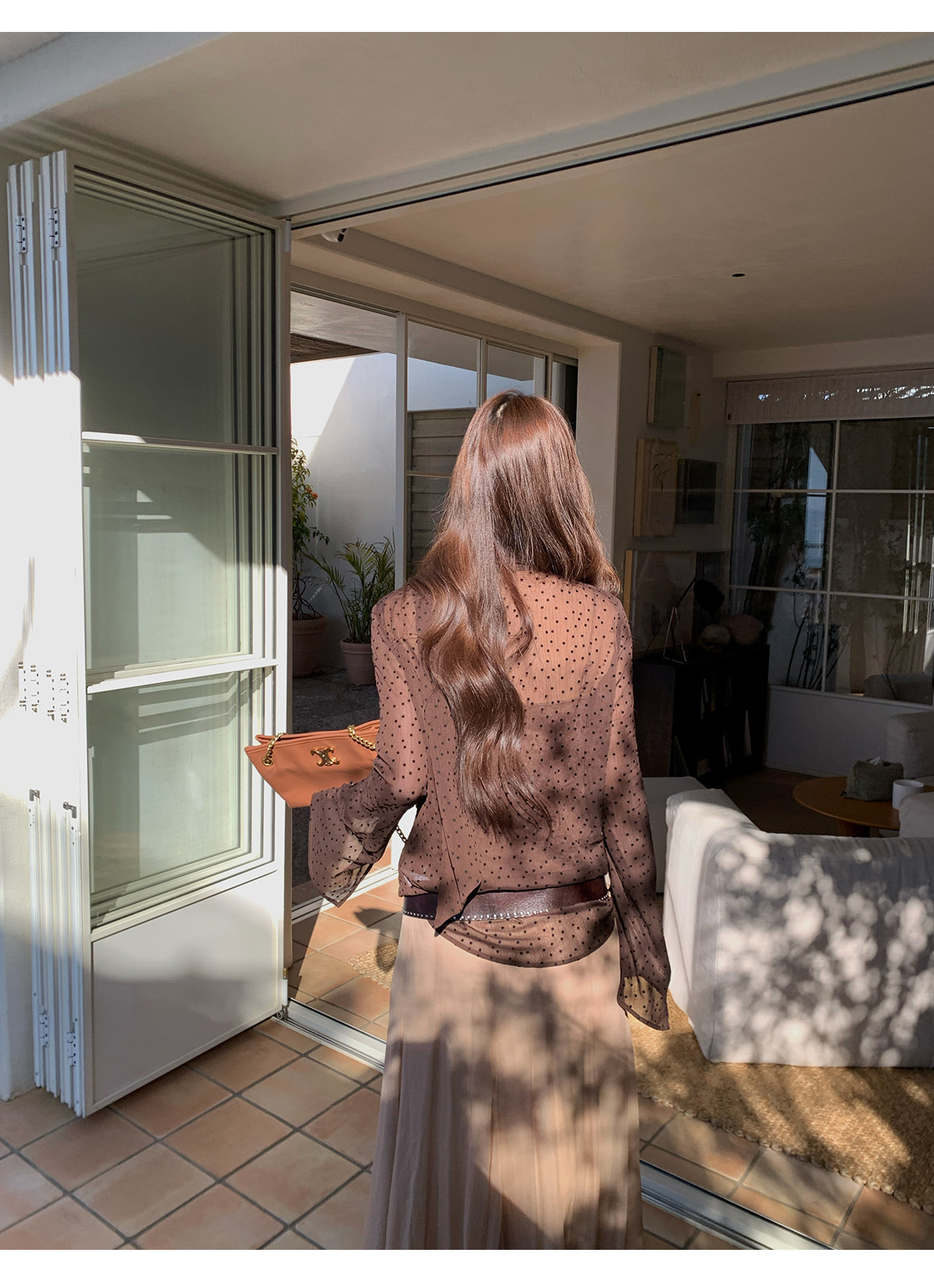 马儿MAR французская ретро блузка с лентами V-образным вырезом в горошек длинный рукав женская дизайнерская приталенная элегантная рубашка