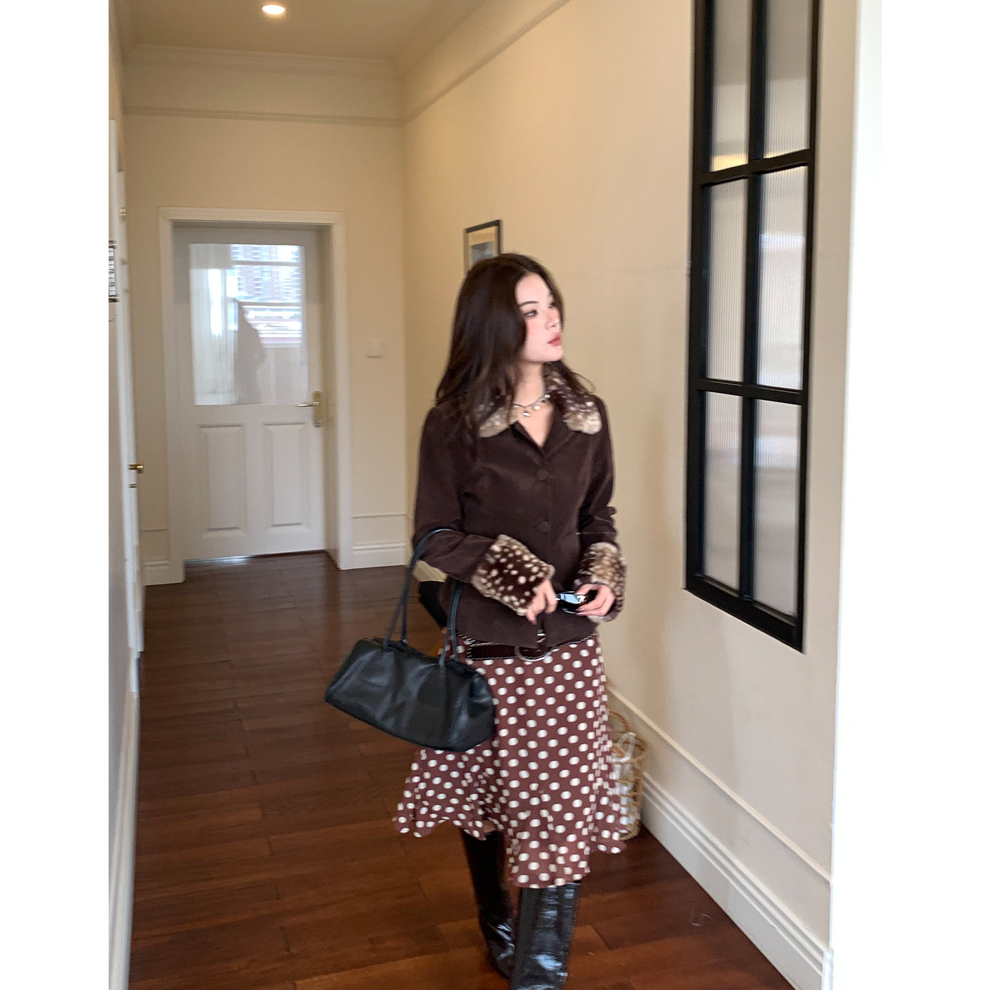 马儿MAR весенняя новинка ретро юбка в горошек женская заниженная талия средней длины дизайнерская стройнящая юбка-русалка