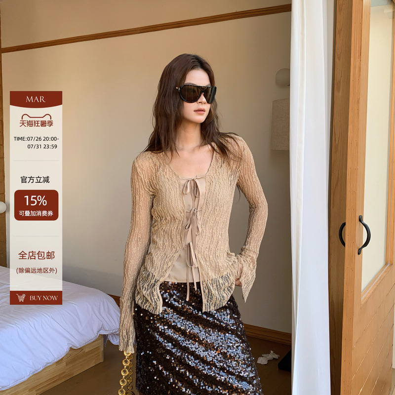 Mar Autumn/Winter New Unique Vintage Design Lace-Up Long Sleeve Chiffon Blouse for Women Mar Autumn/Winter New Unique Vintage Design Lace-Up Long Sleeve Chiffon Blouse for Women