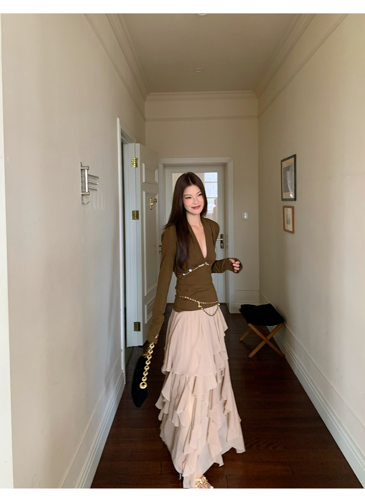 马儿MAR Французская романтическая многоярусная юбка с оборками женская универсальная стройнящая многослойная юбка-торт