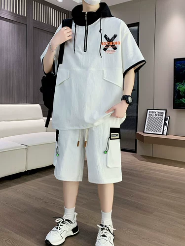 Летний комплект для отдыха, шорты, спортивный костюм для школьников, подходит для подростков, короткий рукав, для средней школы