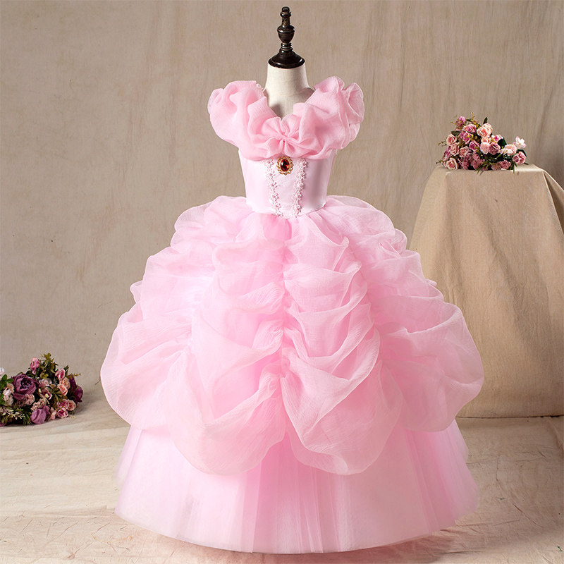 Children's Gown Princess Dress Girl Belle Grey Girl White Snow Princess Love Sana Sleeping Beauty Sufia Dress