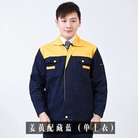 Под красочным темно -синим желтым топом