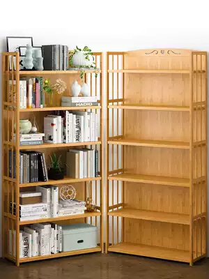 Simple bookshelf Floor-to-ceiling simple modern solid wood student bookcase Multi-layer table storage shelf combination children's shelf